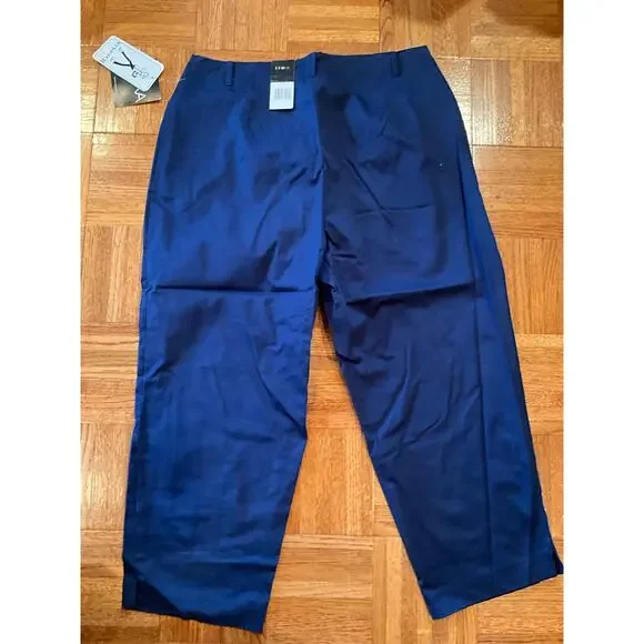 Erika Capri Pants High Rise Cotton Blend Stretch Admiral Navy Womens Size 14 NWT - Picture 2 of 5